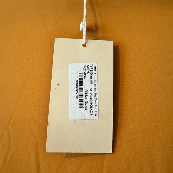 NEW Meshki Brielle Cut Out Long Sleeve Mini Dress Orange Yello Size Small NWT - Picture 6 of 6